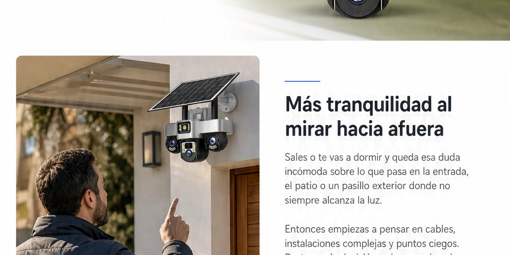 Cámara de Seguridad Solar Triple IP66 Visión Nocturna (2/12)