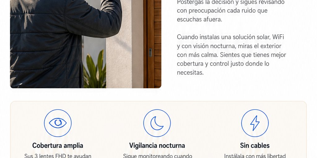 Cámara de Seguridad Solar Triple IP66 Visión Nocturna (3/12)