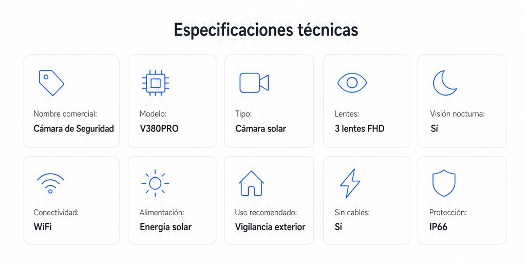 Cámara de Seguridad Solar Triple IP66 Visión Nocturna (7/12)