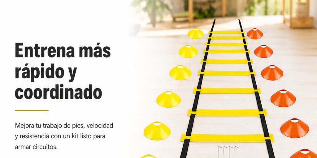 Kit Entrenamiento Agilidad Futbol Escalera Conos Cuerda (1/12)