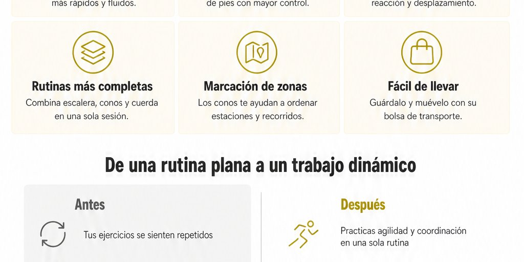 Kit Entrenamiento Agilidad Futbol Escalera Conos Cuerda (4/12)