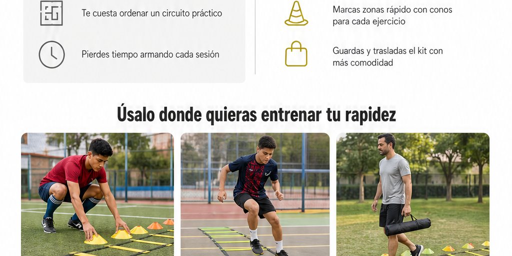 Kit Entrenamiento Agilidad Futbol Escalera Conos Cuerda (5/12)