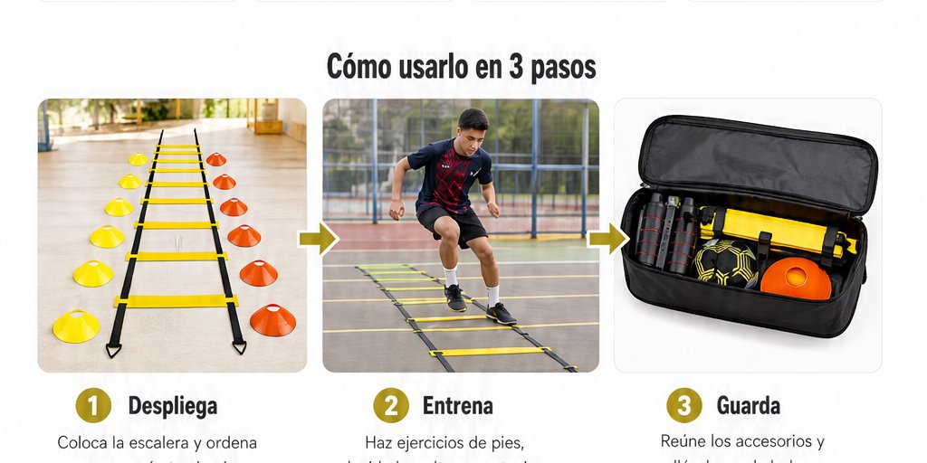 Kit Entrenamiento Agilidad Futbol Escalera Conos Cuerda (9/12)