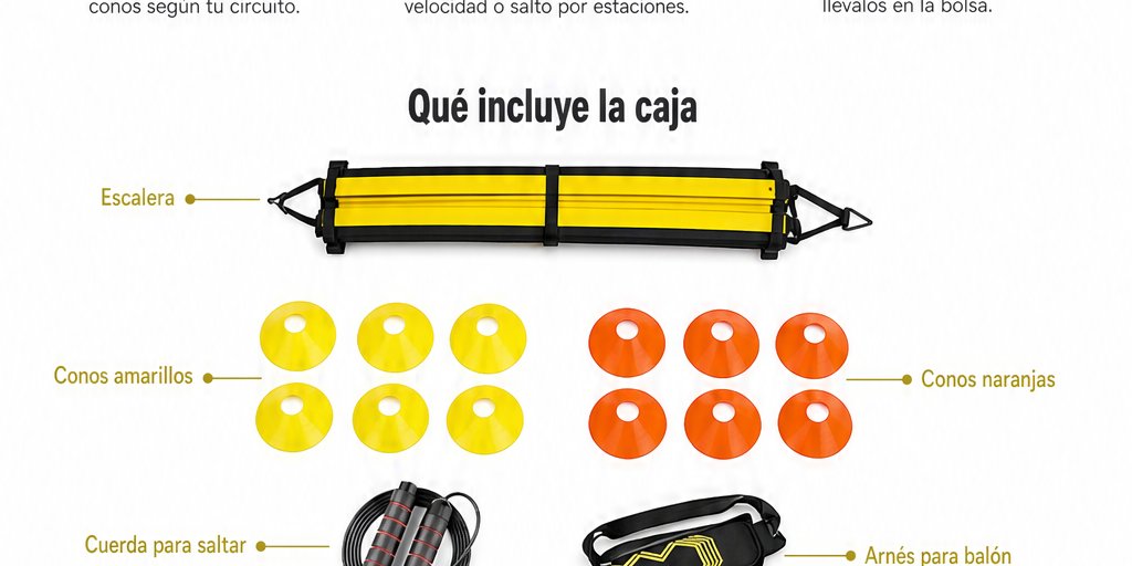 Kit Entrenamiento Agilidad Futbol Escalera Conos Cuerda (10/12)