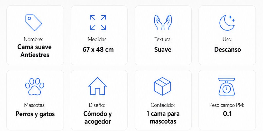 Cama suave Antiestres Para Mascota Perros y Gatos (7/12)