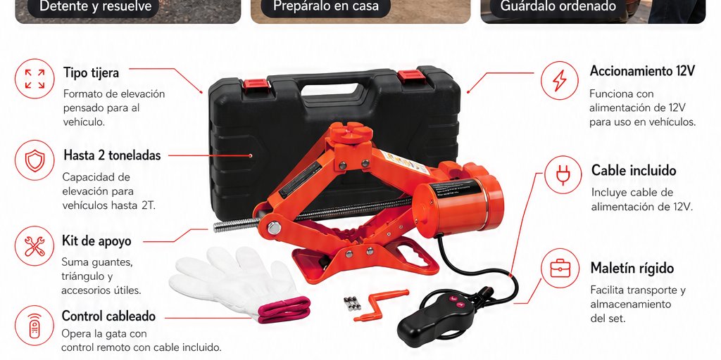 Gata Eléctrica 12V 2T Para Auto Con Maletín Y Accesorios (6/12)