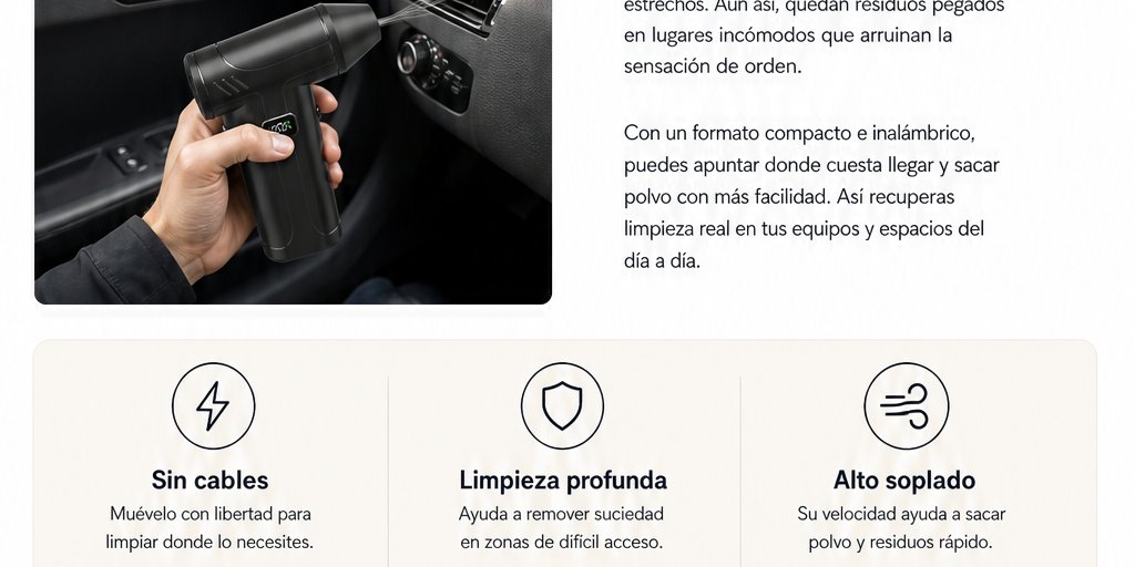 Soplador Limpiador de Aire inalámbrico De 100000 Rpm Negro (3/12)