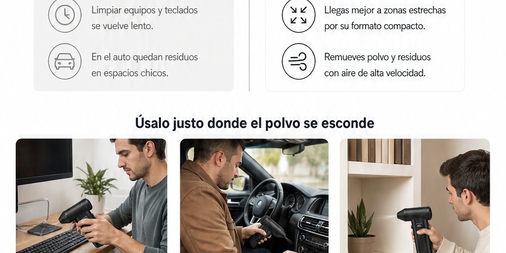 Soplador Limpiador de Aire inalámbrico De 100000 Rpm Negro (5/12)