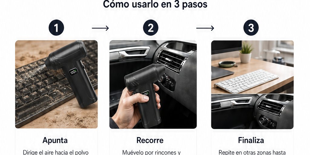 Soplador Limpiador de Aire inalámbrico De 100000 Rpm Negro (9/12)