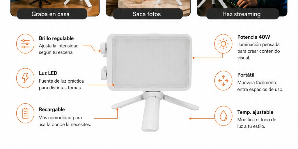 Luz De Video Portátil De 40w Iluminación Fotografía Pro (6/12)