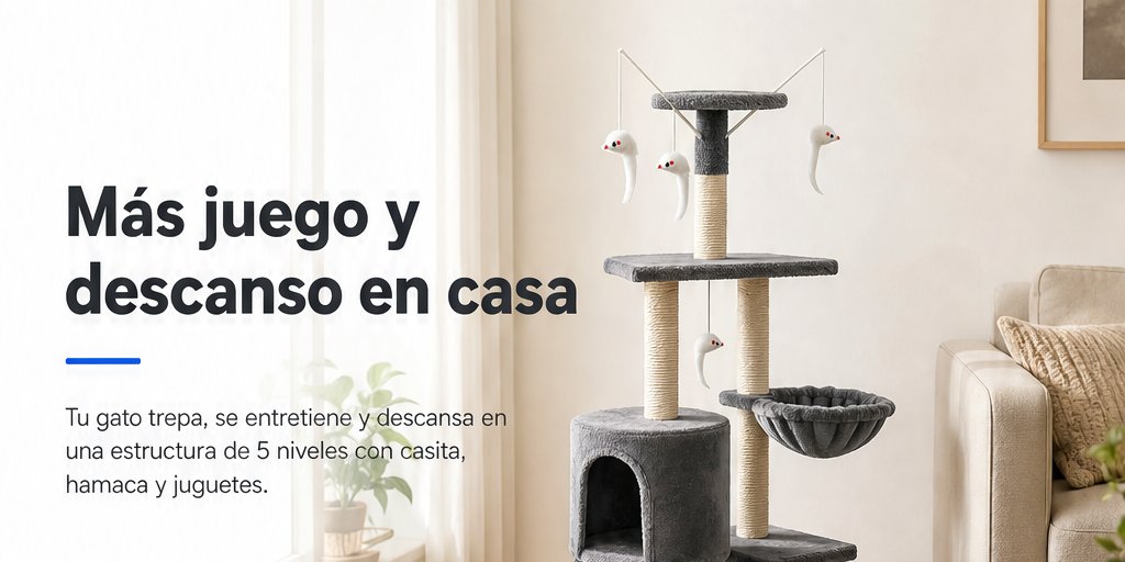Rascador Torre Para Gatos Con Hamaca Y Juguetes (1/12)