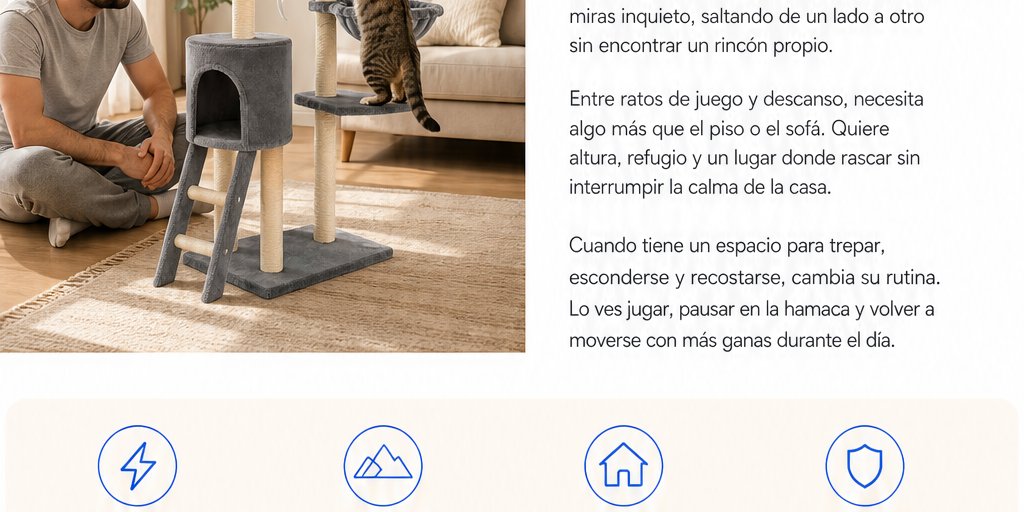 Rascador Torre Para Gatos Con Hamaca Y Juguetes (3/12)