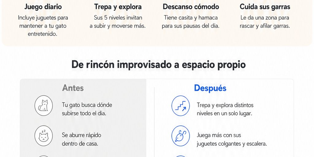 Rascador Torre Para Gatos Con Hamaca Y Juguetes (4/12)