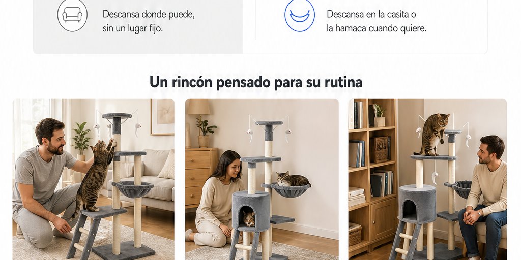 Rascador Torre Para Gatos Con Hamaca Y Juguetes (5/12)