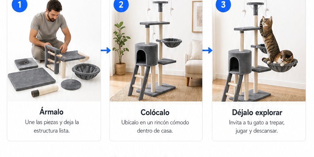 Rascador Torre Para Gatos Con Hamaca Y Juguetes (9/12)