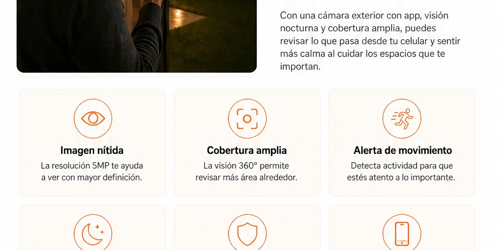 Cámara de Seguridad Solar IP66 5MP Visión Nocturna App (3/12)