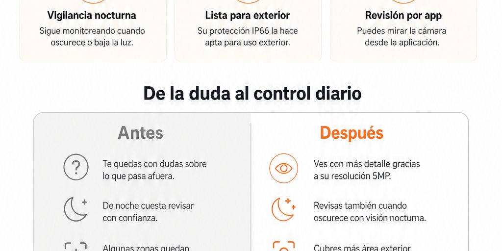 Cámara de Seguridad Solar IP66 5MP Visión Nocturna App (4/12)