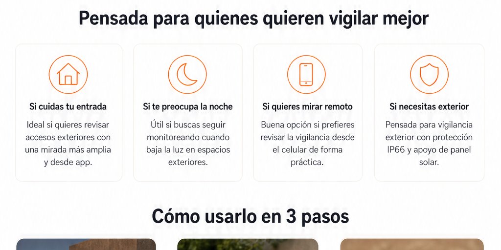 Cámara de Seguridad Solar IP66 5MP Visión Nocturna App (8/12)