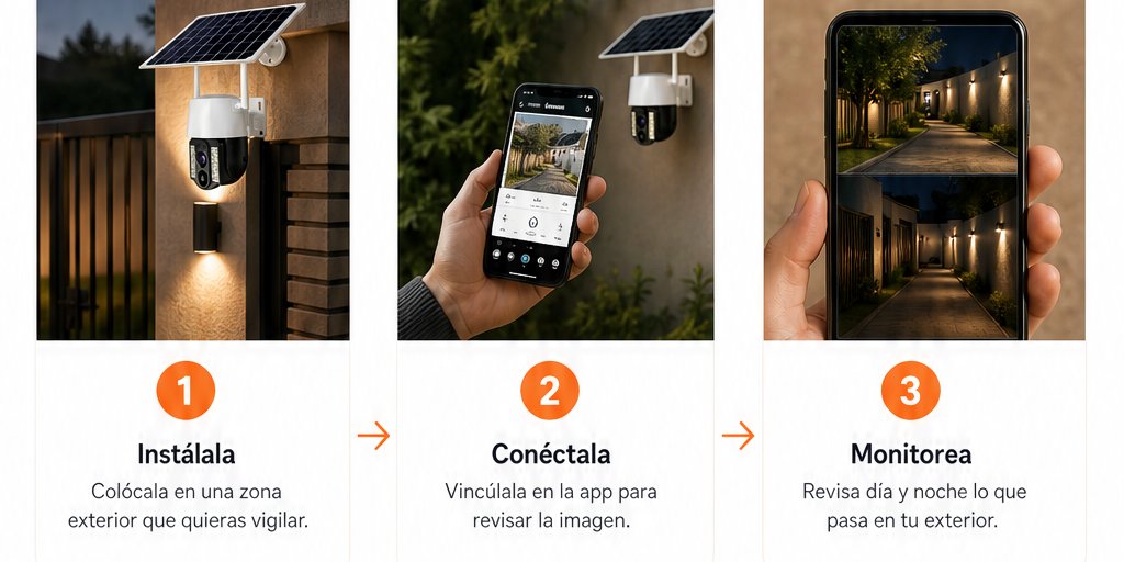Cámara de Seguridad Solar IP66 5MP Visión Nocturna App (9/12)