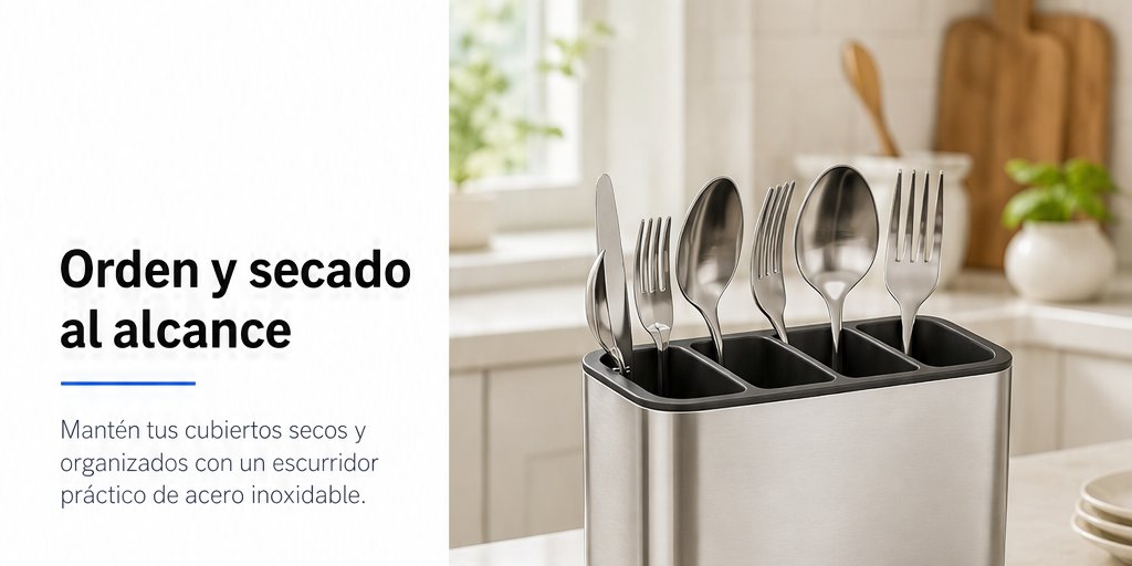 Organizador de Cubiertos Escurridor Cocina Acero Inoxidable (1/12)