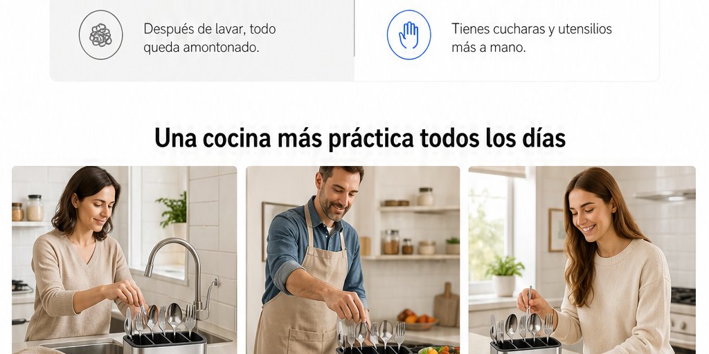 Organizador de Cubiertos Escurridor Cocina Acero Inoxidable (5/12)