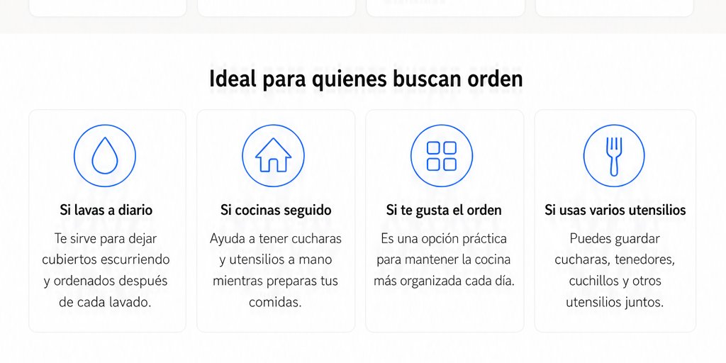 Organizador de Cubiertos Escurridor Cocina Acero Inoxidable (8/12)