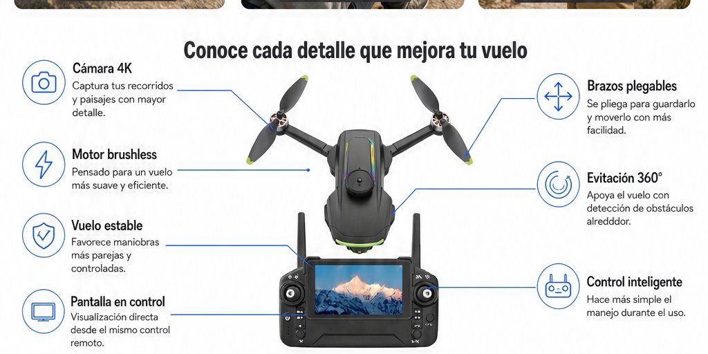 Dron Cámara 4K Brushless Plegable Con Control Remoto (6/12)