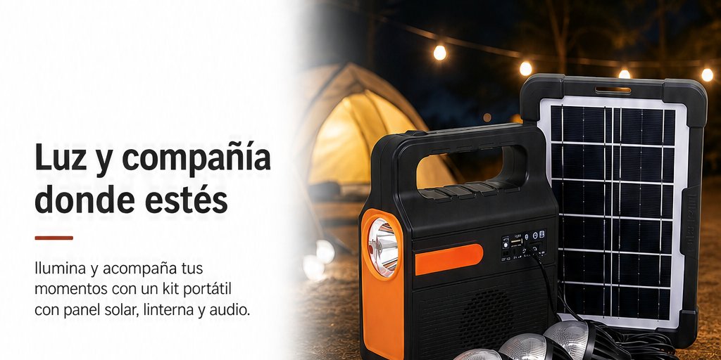 Kit Linterna Solar Ampolletas Lámpara Panel Solar Exteriores (1/12)