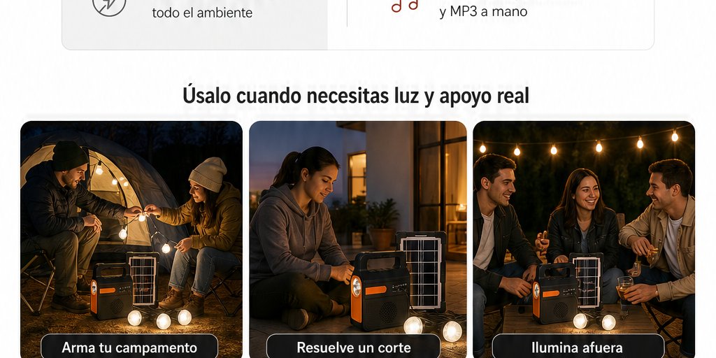 Kit Linterna Solar Ampolletas Lámpara Panel Solar Exteriores (5/12)