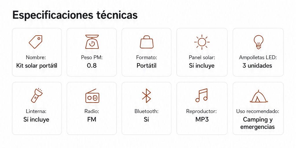 Kit Linterna Solar Ampolletas Lámpara Panel Solar Exteriores (7/12)