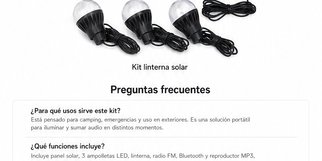 Kit Linterna Solar Ampolletas Lámpara Panel Solar Exteriores (11/12)