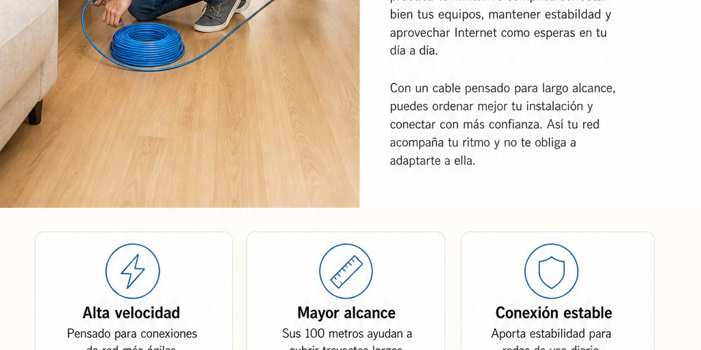 Cable de Red Cat 6 100 Metros Internet Alta Velocidad (3/12)