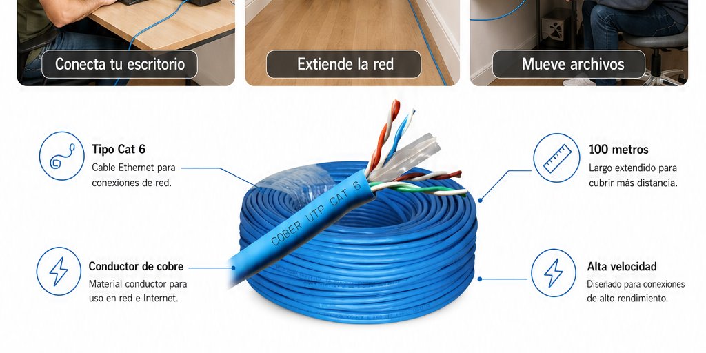 Cable de Red Cat 6 100 Metros Internet Alta Velocidad (6/12)