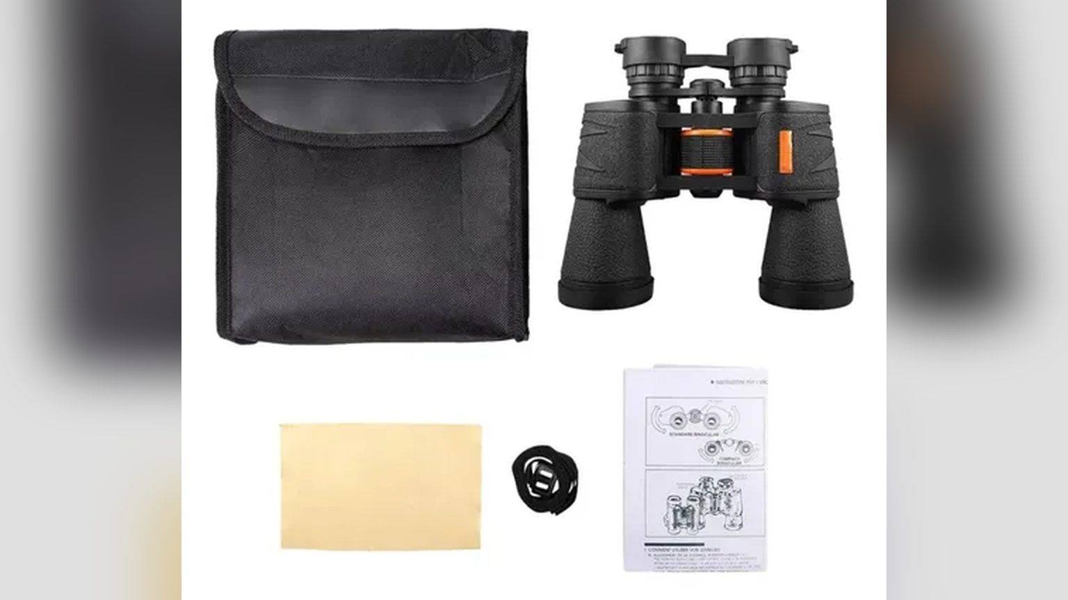 Tres binoculares Novystor en fila: modelo mini, 8x20 HD BAK4 y Night Fury, con etiquetas de precio visibles.