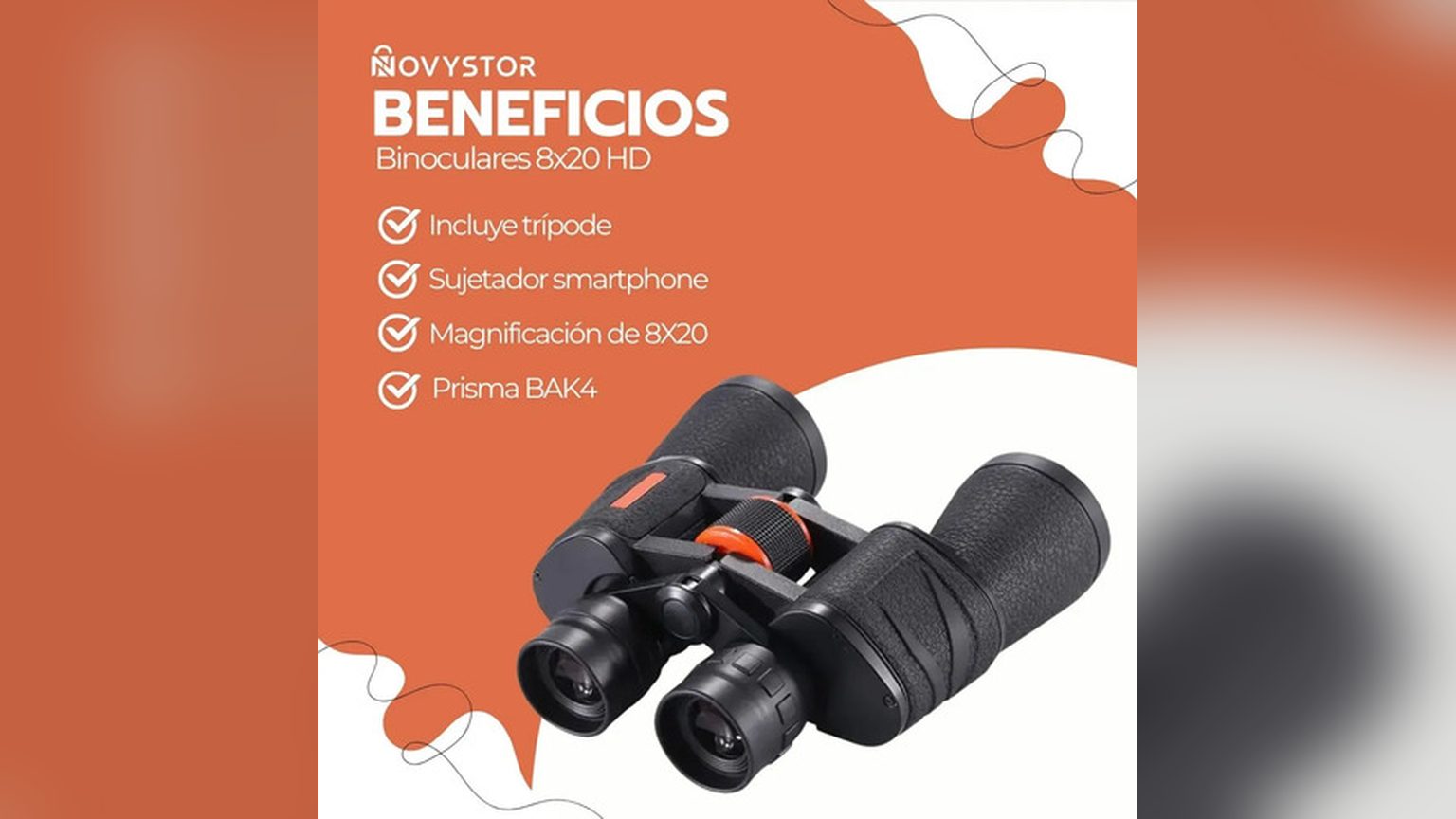 Binocular Night Fury en trípode con smartphone acoplado mediante adaptador, orientado hacia el cielo nocturno con luna llena.