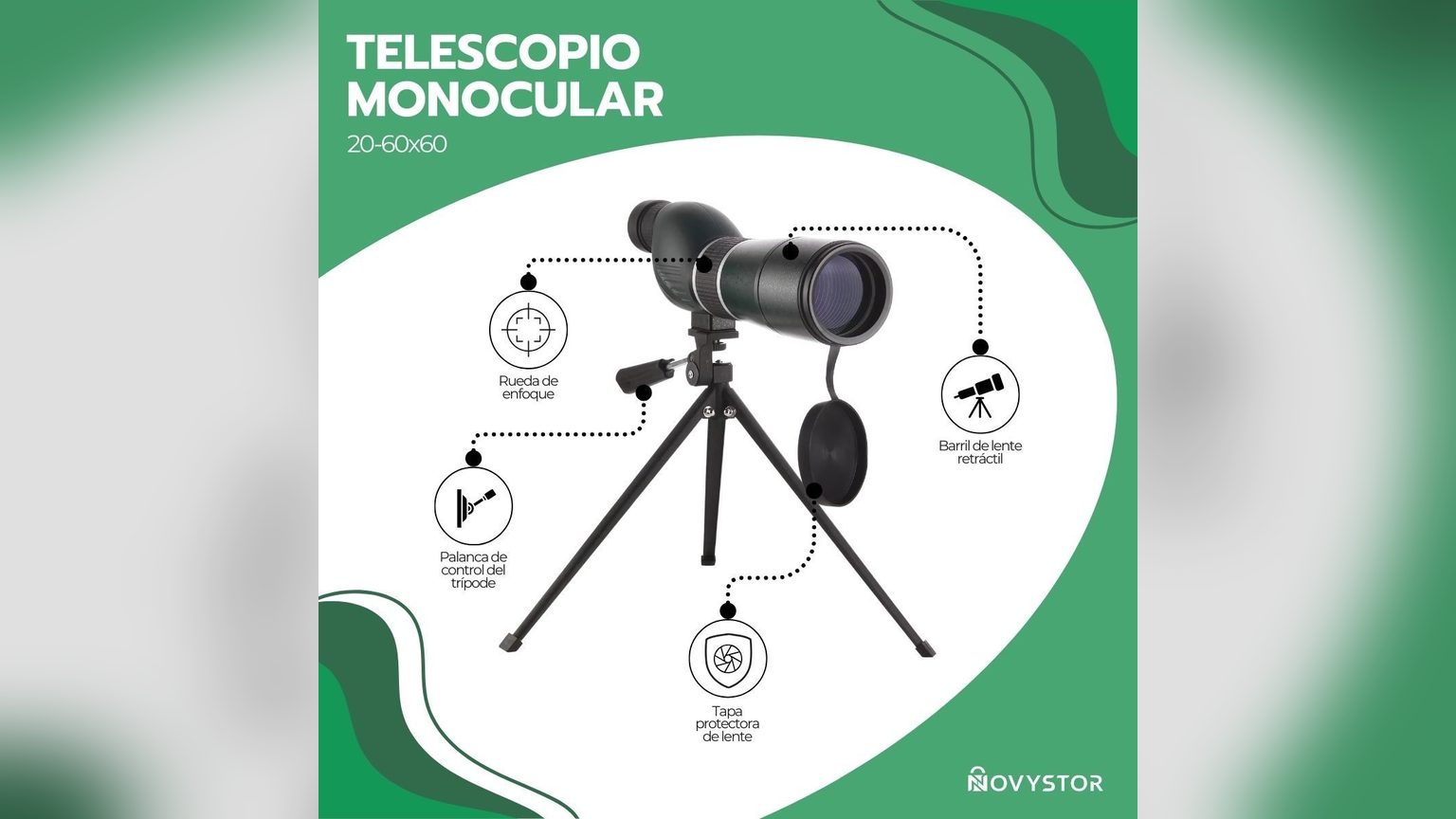 Usuario observando con monocular Eyebre 20-60x60 montado en trípode durante una caminata de senderismo