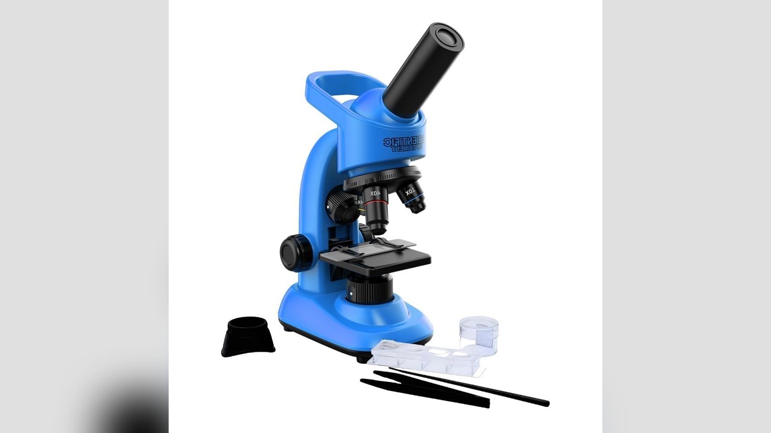 Detalle del ocular WF10X/18 mm de un microscopio Novystor con escala de medición visible