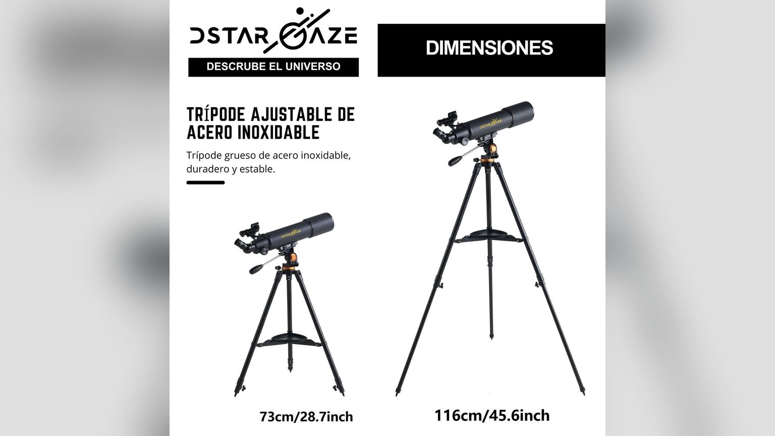Comparativa de los cuatro telescopios Novystor: tres con buscador red dot y uno con buscador óptico tradicional.