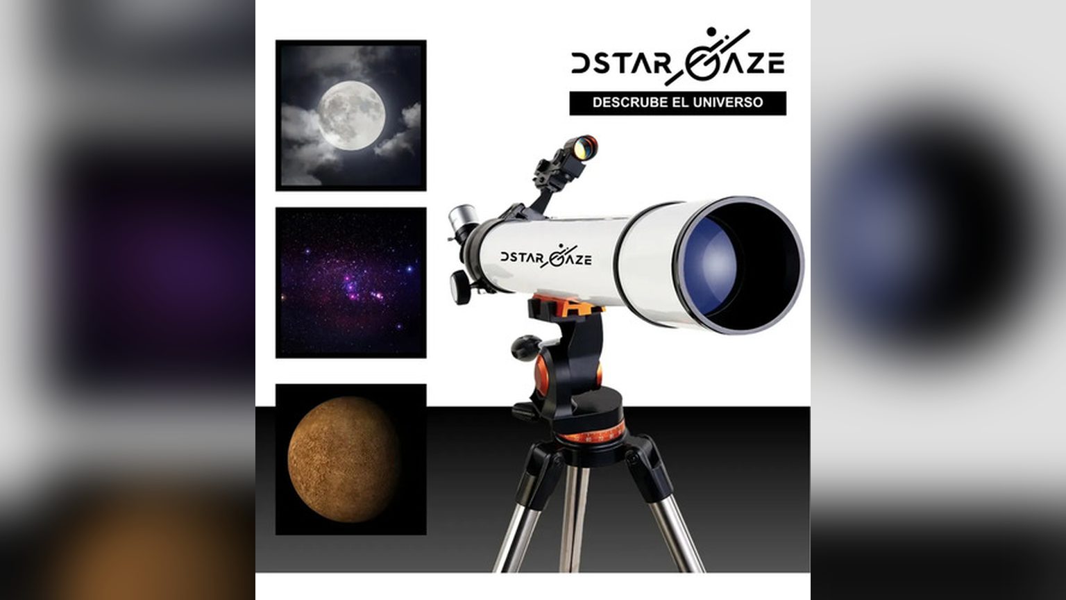 Telescopio Novystor 120900-R con trípode de acero inoxidable en exteriores