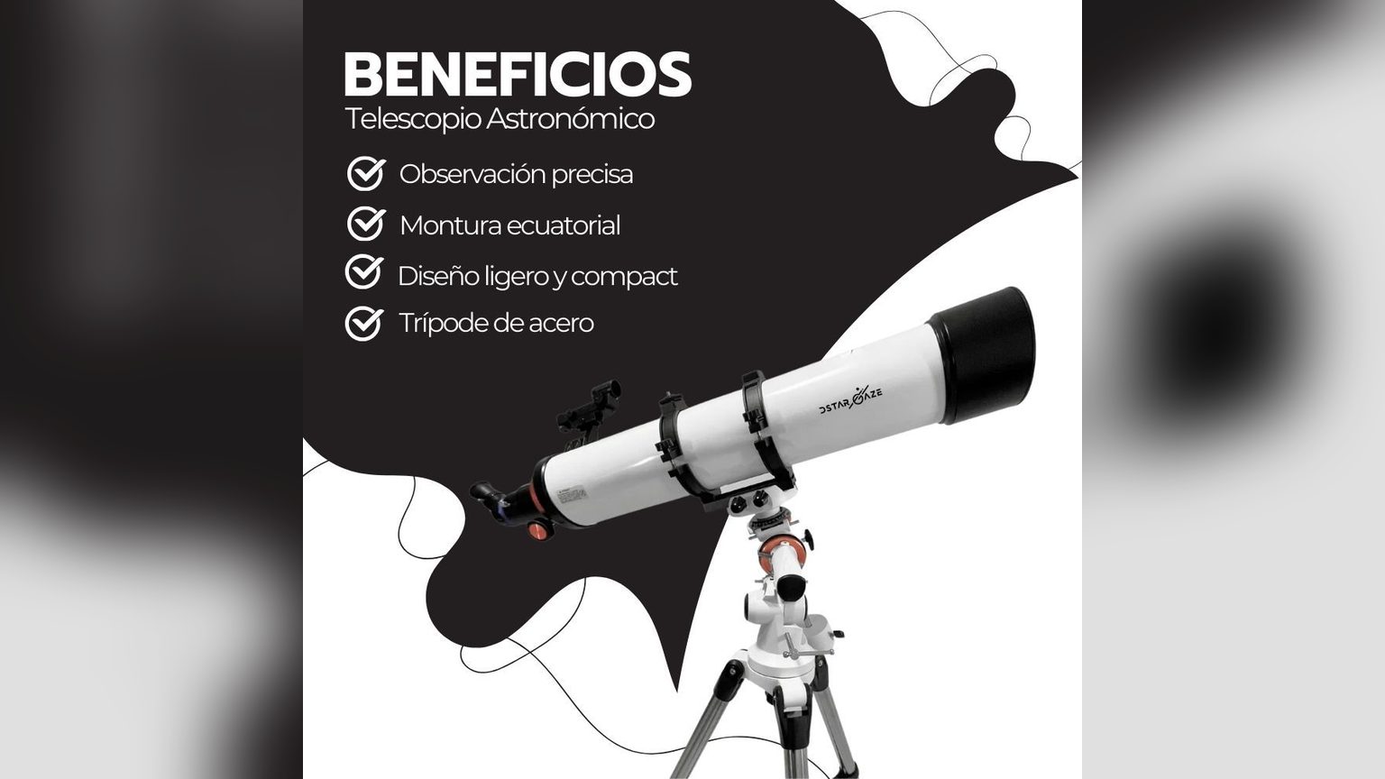 Telescopio Novystor 120900-R con buscador red dot y buscador óptico montados uno al lado del otro sobre el tubo