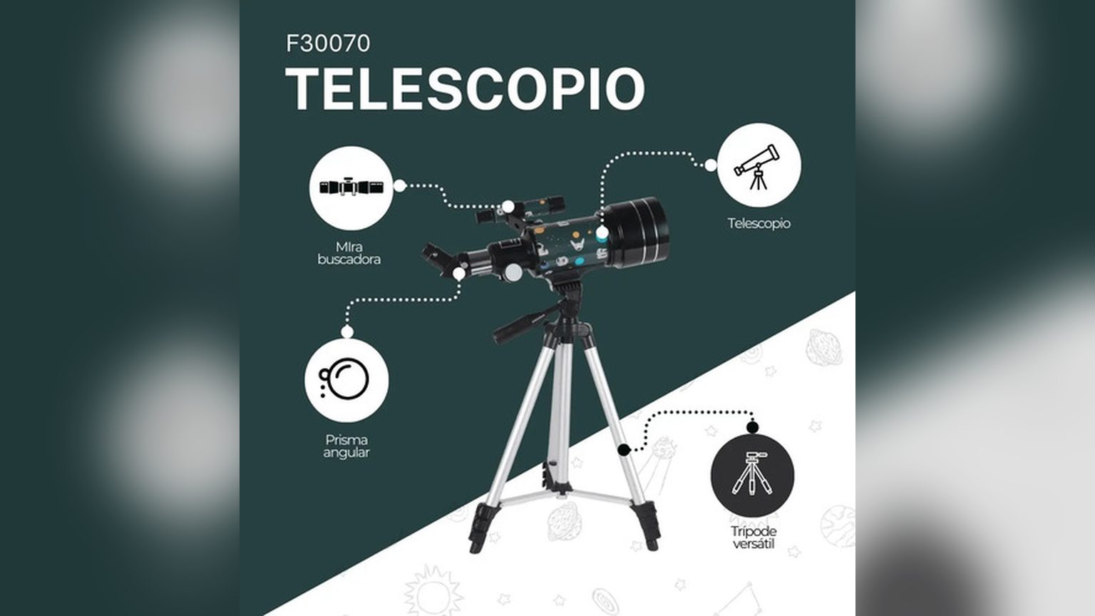 Telescopio astronómico Novystor verde con varios accesorios